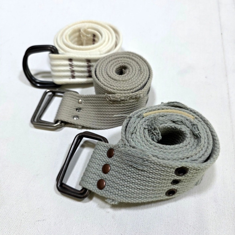 Assorted Belt Lot 3pc Mens OS Multi Webbed Distressed Grommet D-Ring Utilitarian